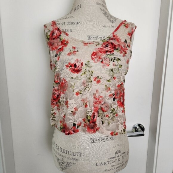 Sheer Floral Lace Crop Top - Picture 1 of 6